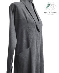 PREMIUM-GREY-ROUND-COLLAR-SIDE-POCKETS-ABAYA